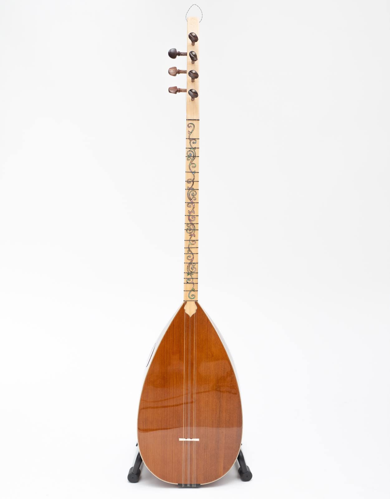Saz Baglama Pamela-Holz und Perlmutt, professionelles Instrument, türkisches Saiten-Musikinstrument
