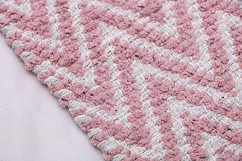 Image of THE HOME TALK Cotton Door mat | Bath Rug for Spa, Vanity Shower, Kitchen & Living Room | Water Absorbent Linens | Warm & Soft Carpets | 50 x 80 CM | Baby Pink