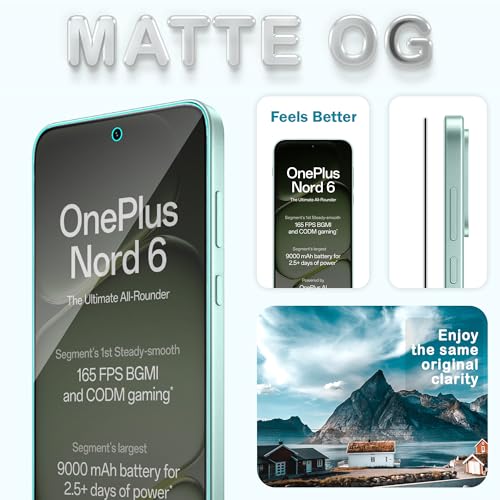 Image of FIRST MART Military-Grade Matte Anti-Glare Tempered Glass for OnePlus Nord 6 5G (6.78 Inch) With Edge to Edge Screen Coverage and Easy Installation Kit | Matte (Pack of 2)