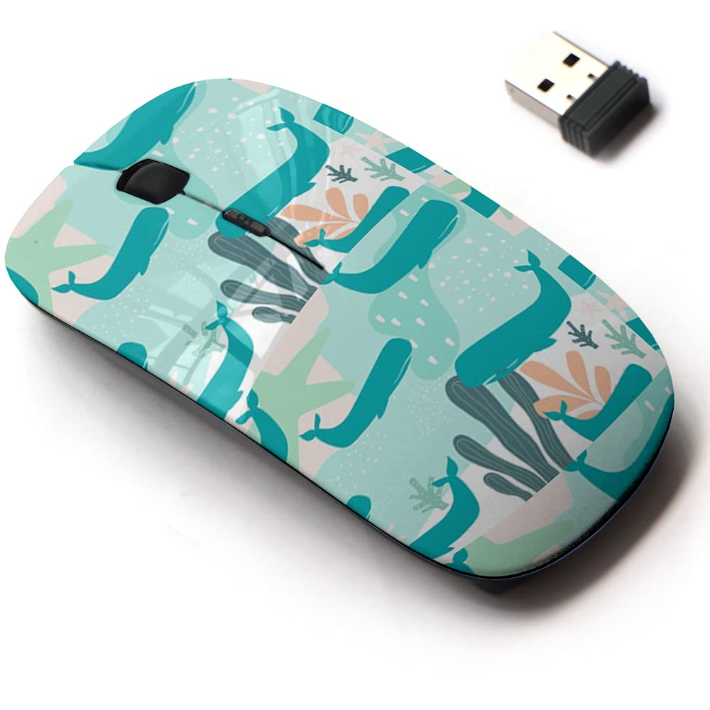 CJCBROES 2.4G Wireless Mouse with Cute Pattern Design for All Laptops and Desktops with Nano Receiver - Colorful sea Life-image-15