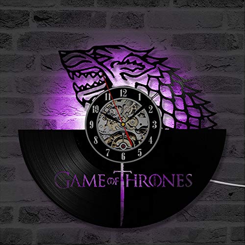 LRRD 3D Game of Thrones Rekord Wanduhr Winter kommt Vinyl Record Hanging Clock Geburtstagsgeschenk Home Decor