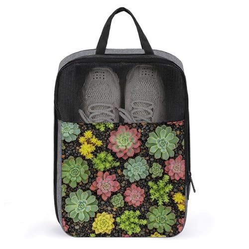 Men's Fashion Shoe Organizer for Travel, Succulent Plants, Durable and Wear-Resistant with Large Capacity Shoe Pouch
