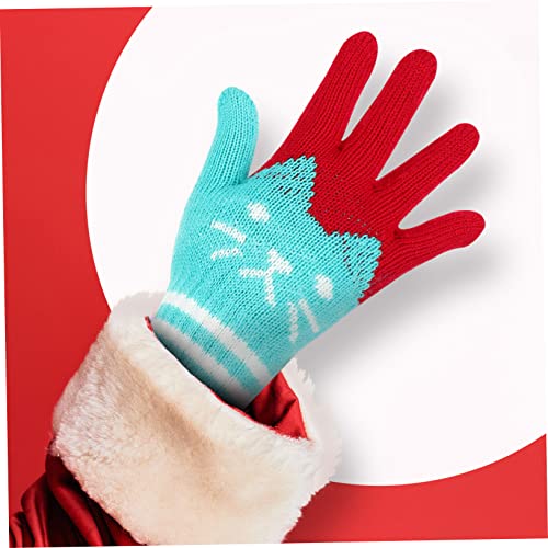 6 Pairs Knitted Gloves Winter Warm Mittens with Adorable Kitten Pattern for Boys for Outdoor Activities Skiing and Ice Skating2