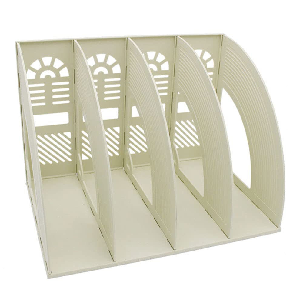 4 Sections Plastic Desk File Organiser Sturdy Desktop Paper Document Cabinet Rack Book Display Magazine File Dividers School Office Supplies - Image 4