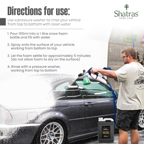 Image of Shatras Black Car Wash Shampoo Concentrate - pH Neutral, Thick Suds With Shine Enhancing Formula - Bubblewash Snow Car Foam Shampoo That Works With Both Bucket Wash And Foam Cannon