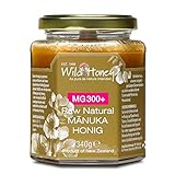 WILD HONEY - Raw Natural Manuka Honig MGO 300+ 340g im Glas I das Original I bekannt durch TV Sternekoch I Laborberichte und Zertifikate online