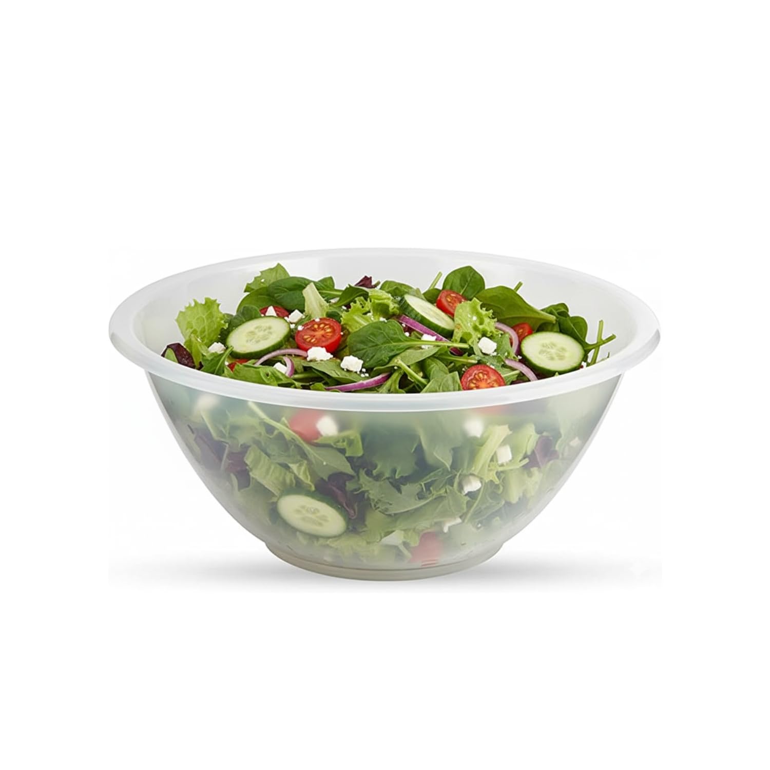 HOMESHOPA Plastic Mixing Bowl, 1 Pack 5 Litre Reusable Kitchen Cooking Serving Bowl, Non Slip Base, Compact & Stackable, Popcorn Salad Bowl for Food Prep Baking, Dishwasher Safe, 28cm Clear