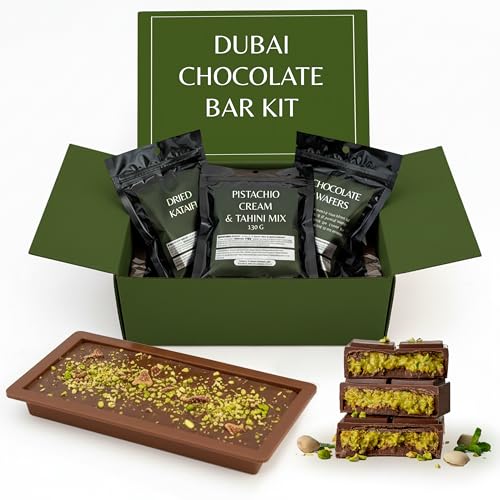 Dubai Chocolate Bar Kit Master Make at Home Set with Pistachio Cream, Tahini Mix, Dried Kataifi...