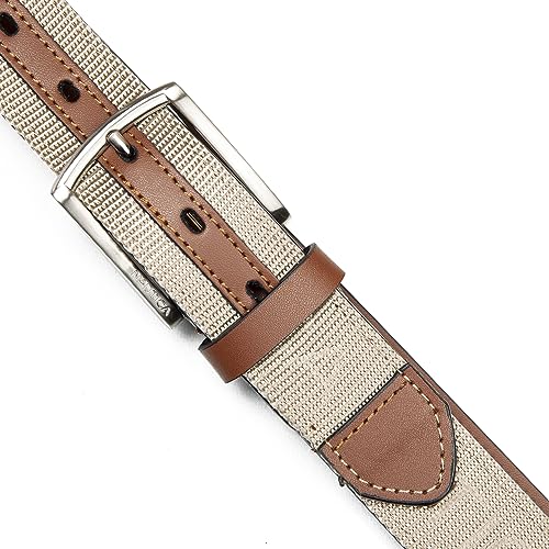 Image of Nautica Men's Casual Leather Belt | Everyday | Classic | Pants | Jeans | Khakis | Chinos | Metal Buckle