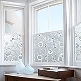 Cool Privacy Window Film, Decorative Static Cling Glass, Home & Office Film, Stained Circles, Self Adhesive Sticker Frosted Privacy Pattern PVC Vinyl Glass for Home Office Store Roll 17.7x78.7Inch