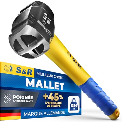 S&R Massette 1.3 Kg en tête – Marteau de Destruction Démolition à Tête Croisée en Acier C50 durci 38-48 HRC. Poignée ergonomique antiglisse en fibre de...