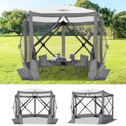 Image of COBIZI 10x10 FT Pop up Gazebo, Popup Canopy Tent,Instant Screened in Gazebos, Waterproof Portable Outdoor Small Screen Tents Sun Shelter,carpas para Patio for Camping, Garden and Backyard,Gray