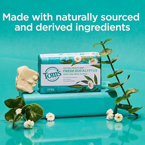 Image of Tom's of Maine Moisturizing Natural Beauty Bar Soap For Women and Men, Fresh Eucalyptus, 5 oz Bar (Pack of 6)
