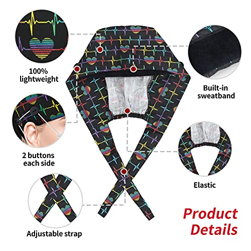 Image of ABAMERICA Working Caps with Button and Sweatband, Adjustable Working Hats for Women Men, One Size(Tie Back or Toggle)