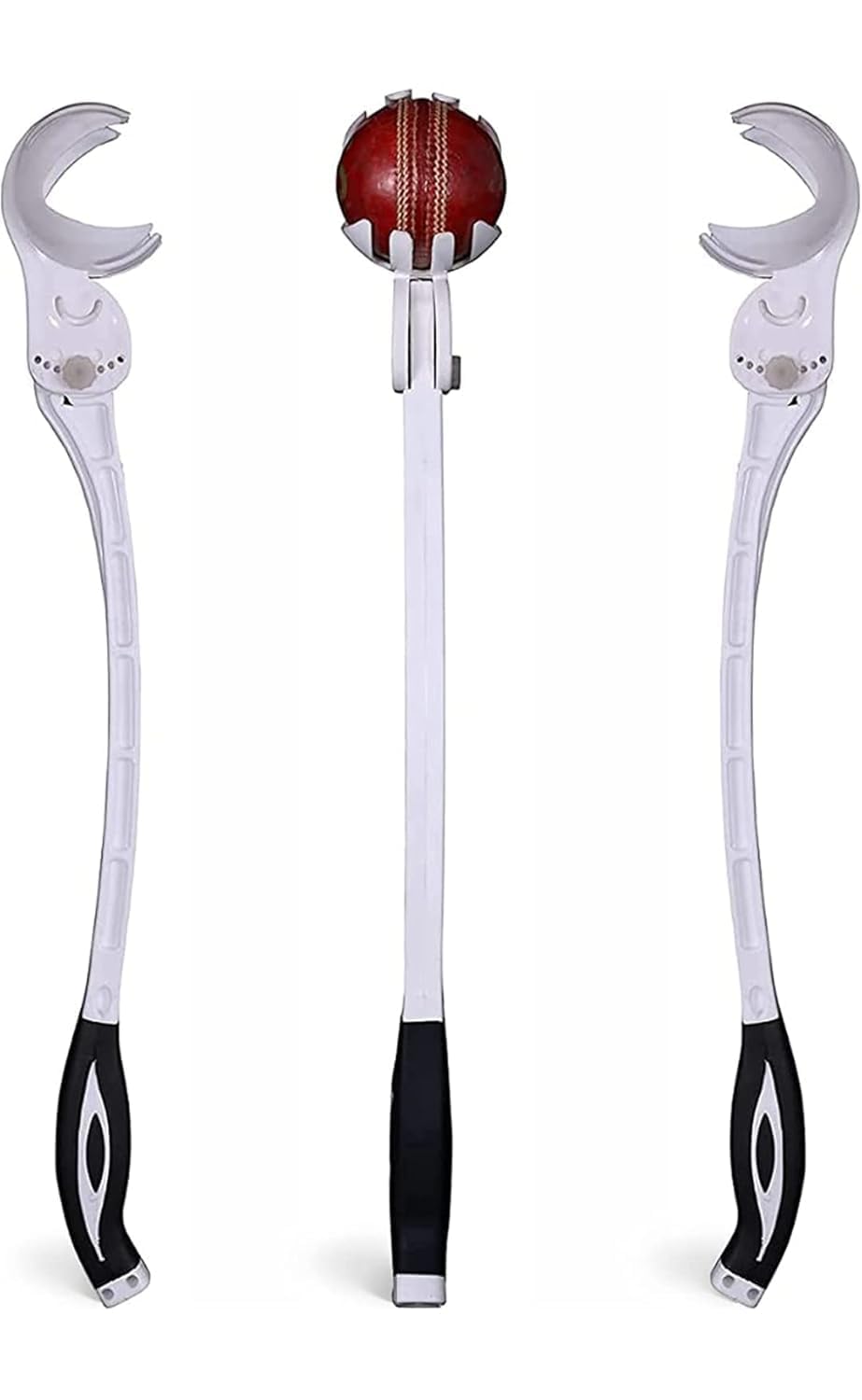 Lanciatore di palle da cricket con braccio laterale per cricket, lanciatore veloce compatibile con palla in pelle, palla da tennis, palla sintetica, velocità fino a 120+ km/h, bianco, con palla in