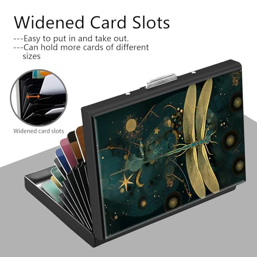 Credit Card Holder, Dragonfly Art Design Mini RFID Blocking Aluminum Wallet Slim Metal Hard Case Shell Travel Wallet ID Case Small Credit Cards Case Business Cards for Women Men Girls4