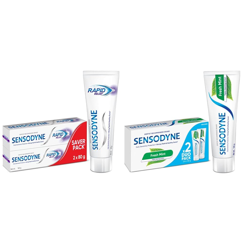 Sensodyne Toothpaste Rapid Relief | Fast Sensitivity Relief Tooth Paste Combo Pack - 160gm (80gm x 2) | Fresh Taste | Dentist Recommended & Toothpaste Fresh Mint|Daily Sensitivity Relief Tooth Paste-image-41
