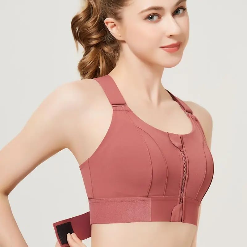 Image of ELEG & STILANCE Women Polyester Spandex High Impact Front Zip Sports Bra Longline Fitness Criss Cross Back Crop Tops for Gym, Yoga & Workout - Size: M-4XL