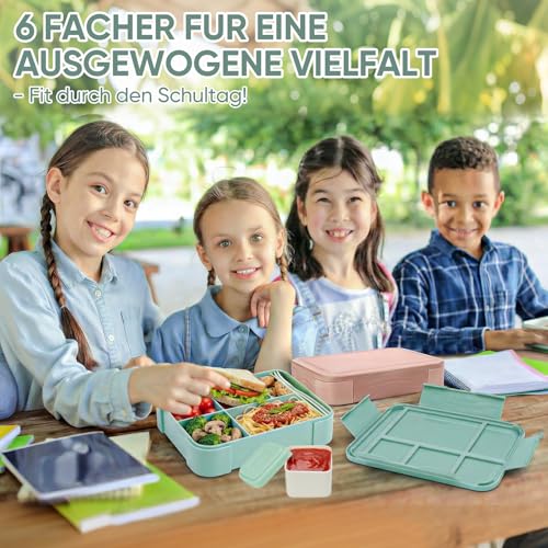 BIBURY Brotdose Kinder mit Fächern, Bento Box Kinder, Lunchbox 1300ml – Ansicht 6