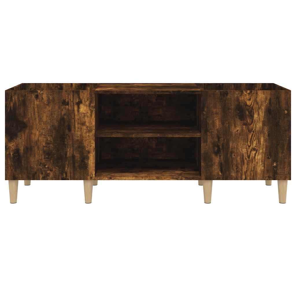 Armadietto per dischi in legno di rovere affumicato, 121 x 38 x 48 cm, armadietto in vinile con molto spazio per collezione LP, credenza con gambe stabili in legno massello
