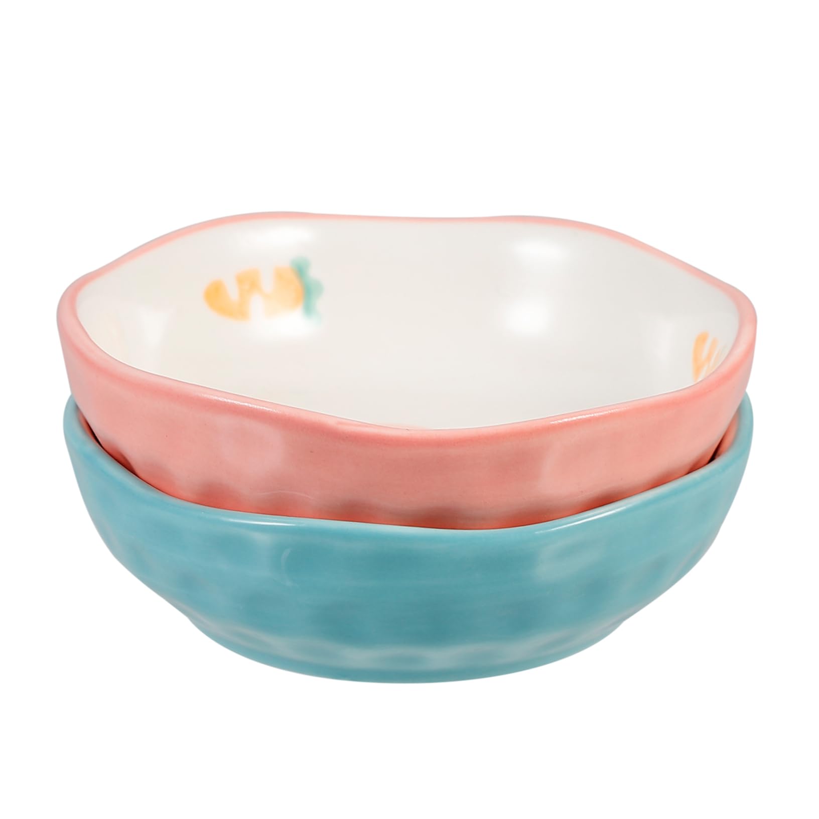 GRIRIW 2Pcs Assorted Color Ceramic Seasoning Dish Cute Appetizer Serving Plates for Caviar Mustard and Sauces for Home Restaurant