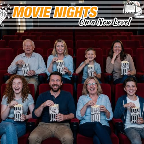 Image of Potchen 300 Pcs Popcorn Paper Bags Disposable Grease Resistant Striped Popcorn Container for Movie Night Carnival Party Theater(Black,1 oz)