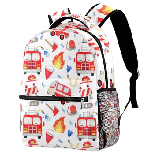 Sac à dos d'école imprimé camions de pompiers pour de belles aventures