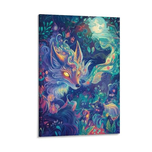 Renard murale déco poster sur toile de 30x45cm pour couloir élégant