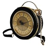 Lyuxhetaokdiq Women PVC Clock Shaped Handbag Crossbody Shoulder Bag Clock Purse, Black