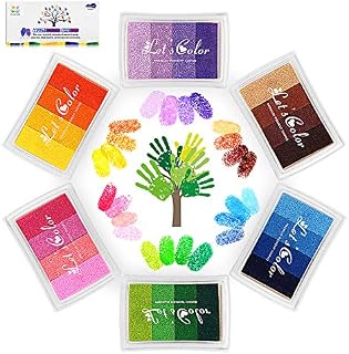 Funxim Ink Pad Set 24 Colors Craft Finger Gradient Ink Pads Non-Toxic for DIY Scrapbooking Rubber Art Craft Stamp Card Making Washable (6 Pack)