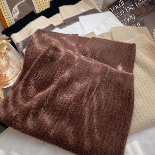 Women Knitted Long Skirt Solid Color Fitted Stretch Slit Skirt Strapless Bodycon Maxi Skirt Winter Warm Skirt4