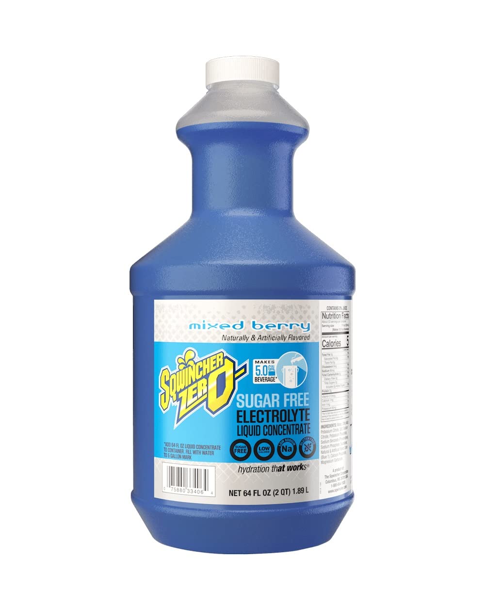 Sqwincher Zero Liquid Concentrate| Grape Flavored | Sugar Free | Low Calorie | Low Sodium | Electrolyte Replenishment Hydration Drink Mix| Makes 5 Gallons of Beverage | 64 oz (Pack of 6)