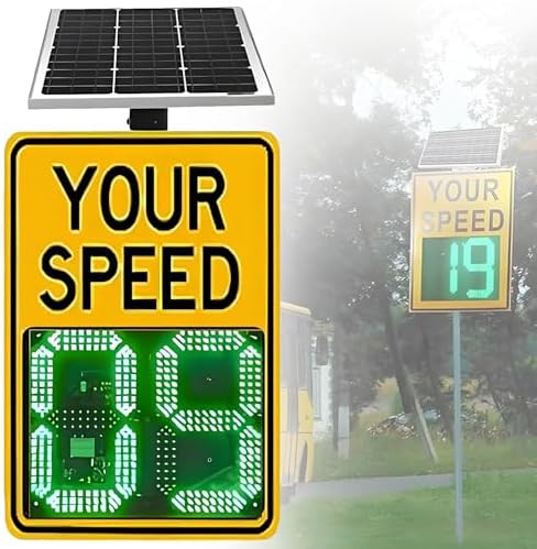 Adjustable Radar Speed Display Sign, Traffic Monitoring for Highways & Speed-Limited Roads, 24×35in Yellow, Includes Accessories for Enhanced Safety