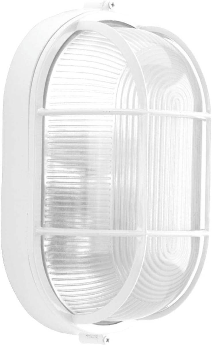 Progress Lighting 1-Light Bulkhead 6-3/8" Flush Mount, Indoor & Outdoor, P3706-30, White