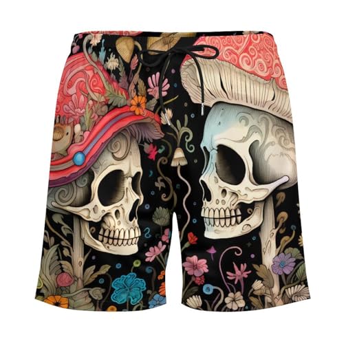 Men's Quick-Dry Swim Trunks with Compression Liner,Comfortable Mushroom Beach Shorts4