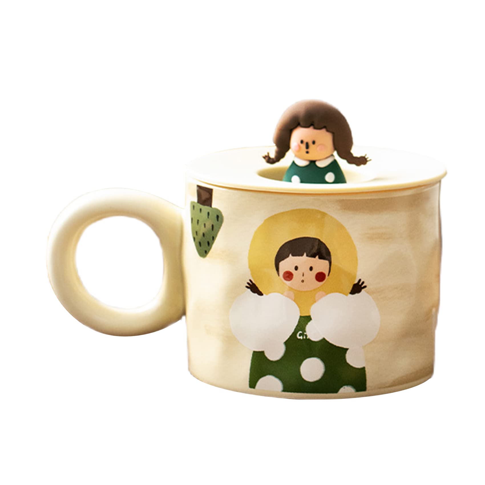Amazon.co.jp: マグカップ 可愛い 立体的なカップのフタ 杯子 