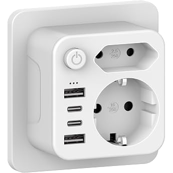 Double Plug for USB Socket Multiple Socket with 4 USB Power Plugs USB C Adapter Socket Adapter Double Plug with USB Multiple Plug for Socket Multiple Plug