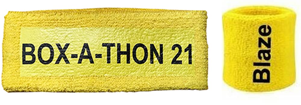 Personalised Sports Wristband Sweatbands and Headband Tennis Squash Badminton GYM Wristband_Yellow