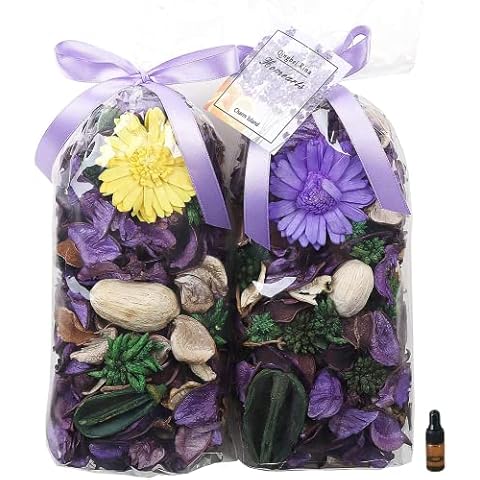 Qingbei Rina lila Potpourri, Lavendel duftenden Frühling Potpourri getrocknete Blume, Home Fragrance Sachets, Schüssel Vase Füller, Tabelle Hochzeit Party Dekoration, Geschenk, 2 Beutel Cover