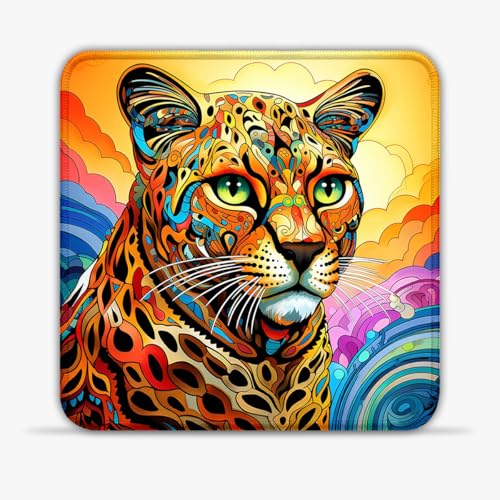 Tapis Souris Motif léopard Africain 25 x 25 cm Tapis Souris Jeu en Tissu SU Tapis Souris à 360 ° Suivi Fluide pour l'e-Sport Compact pour Les Voyages et Les configurations Jeu