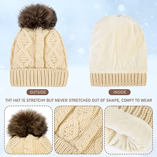 ANDORRA 3 in 1 Women Soft Warm Thick Cable Knitted Hat Scarf & Gloves Winter Set3