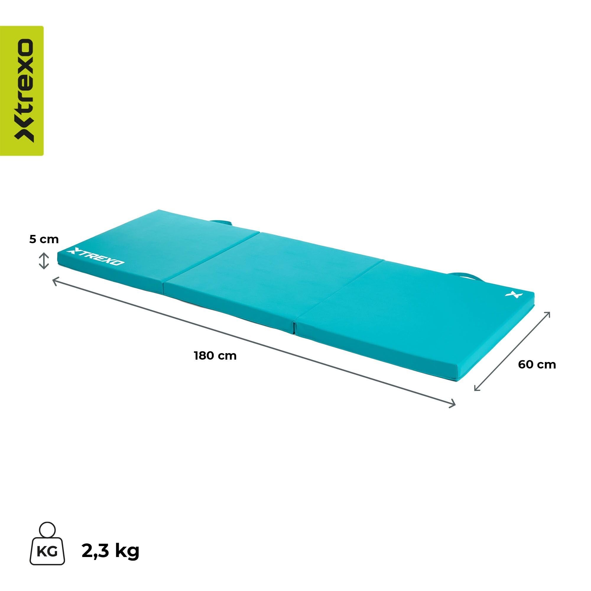 TREXO Colchoneta plegable 180x60x5 cm Esterilla gimnasia piel sintética 3 segmentos