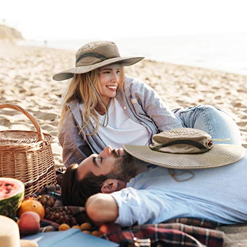 Image of Men Safari Sun Hat Wide Brim Boonie Fishing Cap with Adjustable Drawstring