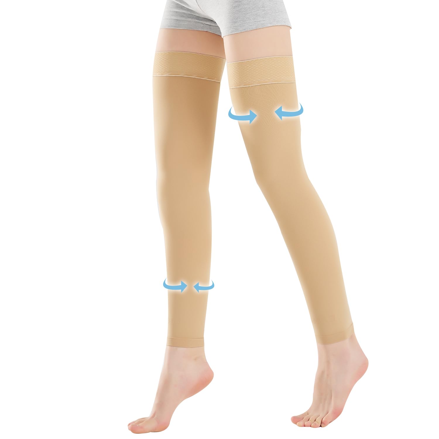 Medical Thigh High Compression Socks Footless for Women and Men (Pair), 15-20 mmHg with Silicone Dot Band, Medical Compression Stockings for Varicose