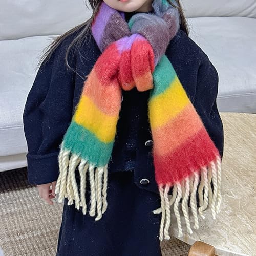 Rainbow Fringe Kids Scarf Cosy Fashionable Long Muffler Baby Winter Neck Warmer For Children Unisex Designing Neckwear3