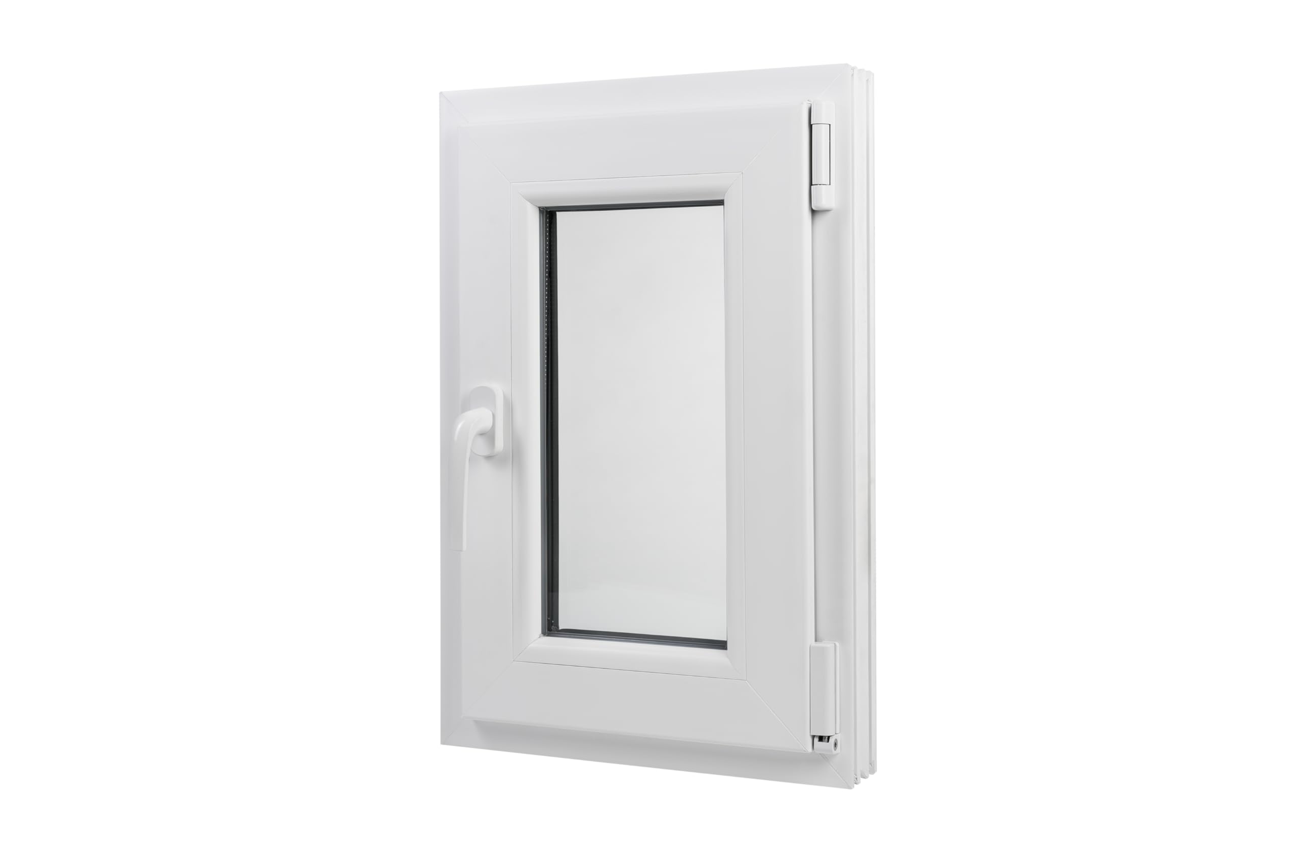 Kunststoff Fenster Dreh/Kipp 40 cm x 60 cm Anschlagrichtung Rechts inklusive Fenstergriff