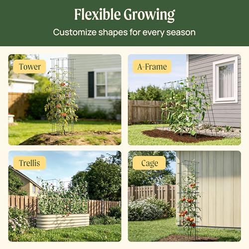 Image of Vego Garden 4 Pack 11.5 inch Square Tomato Cage for Garden & Pots, Rust-Resistant Tomato Stakes Heavy Gauge Plant Cage Trellis Support for Climbing Vegetables Plants