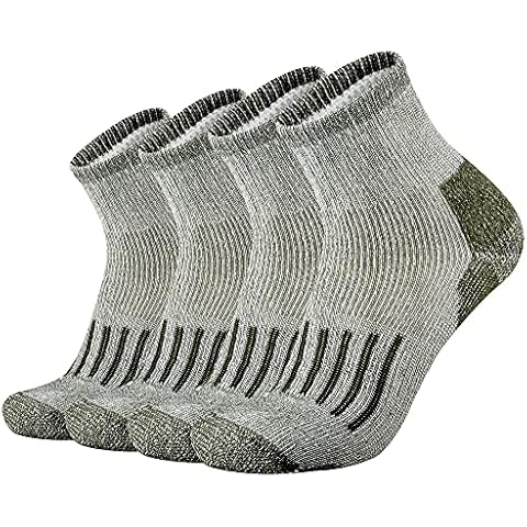 ONKE Men's Merino Wool Moisture Wicking Control Thermal Outdoor Hiking Heavy Cushion Low Cut Socks 4 Pack - green - Large Cover