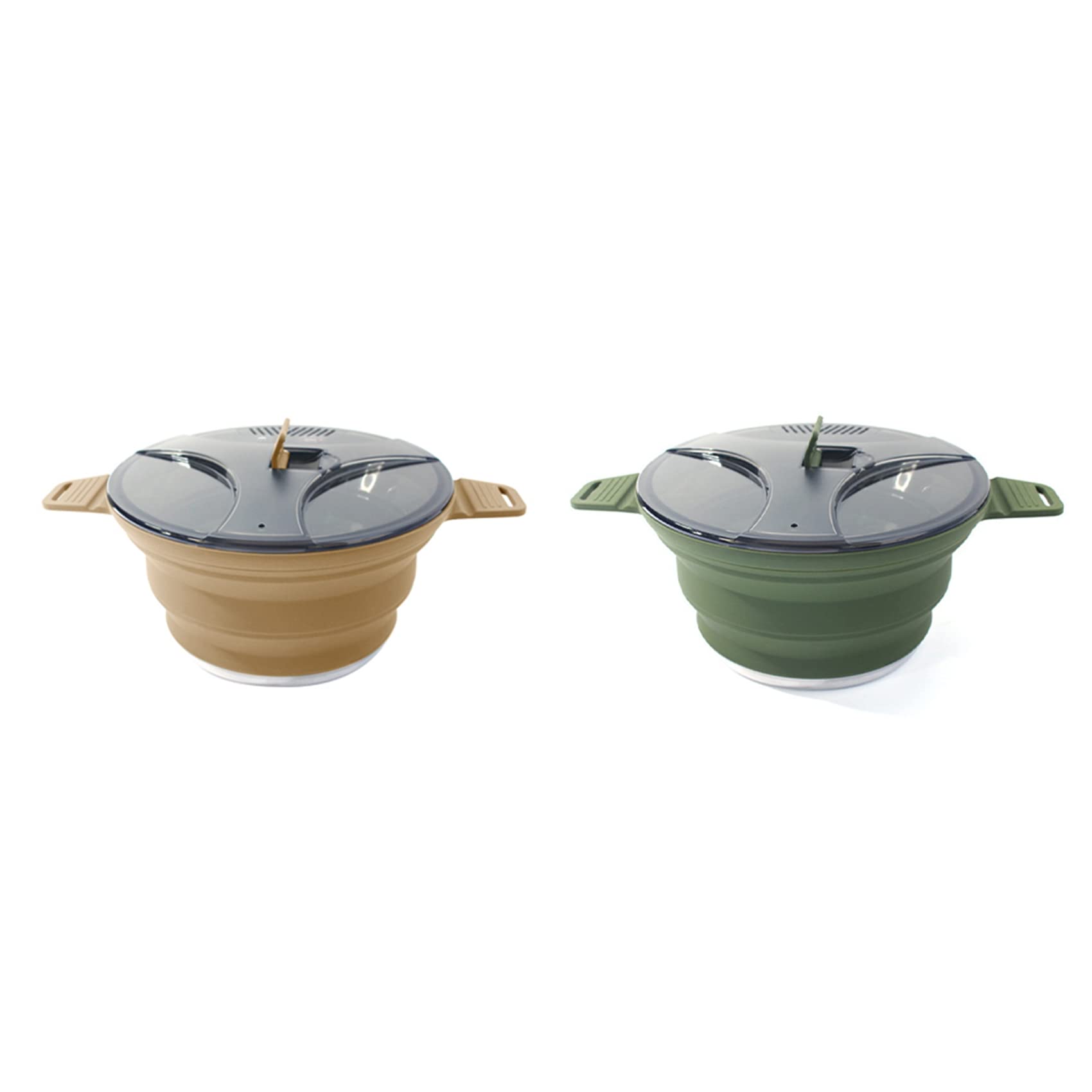 Osmond 1 olla plegable de silicona para exteriores, olla de acero inoxidable, para camping, color caqui