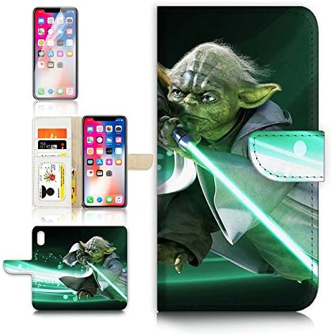 (for iPhone XR) Flip Wallet Case Cover & Screen Protector Bundle - A8575 Starwars Yoda